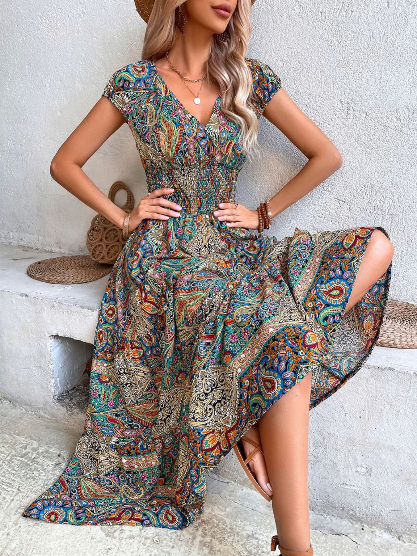 Retro Boho Maxi Dress