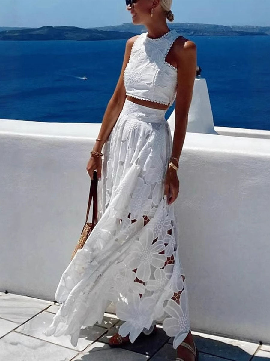Boho Resort White Lace Sets