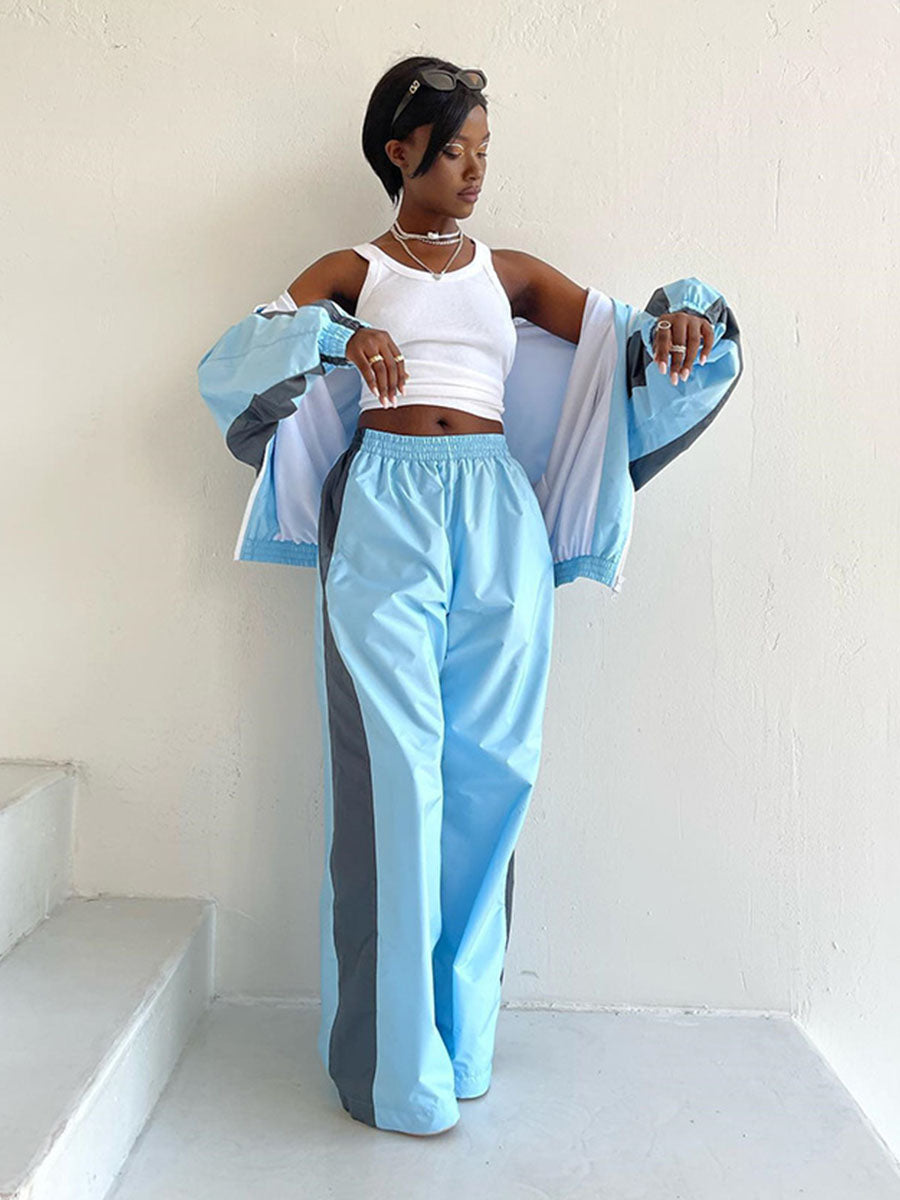 Two Tone Windbreaker Tracksuit Set