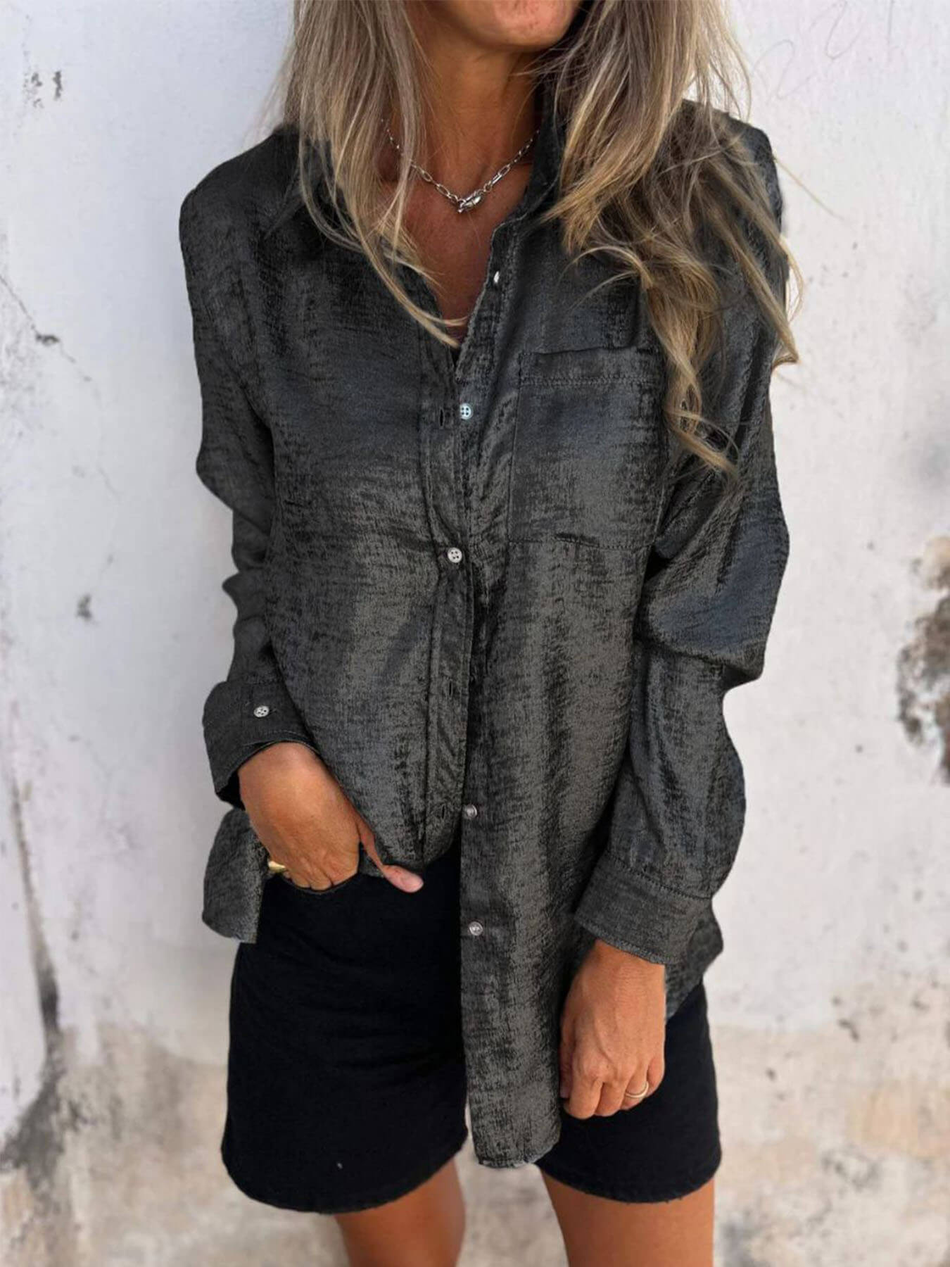 Gloss Stylish Lapel Shirt