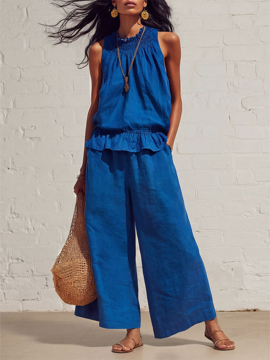 Airy Smocked Top & Pants Set