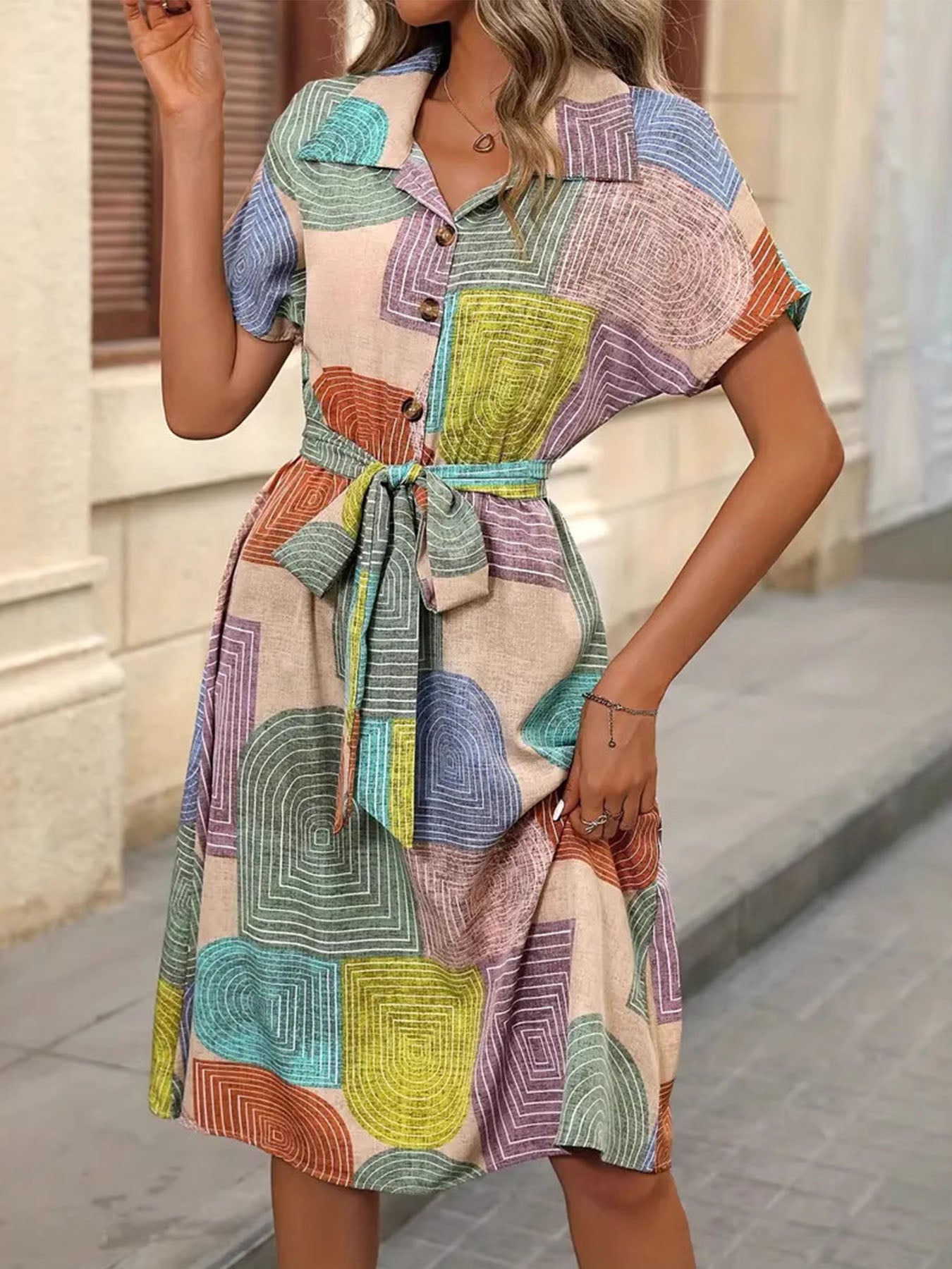 Color Block Geometric Dress