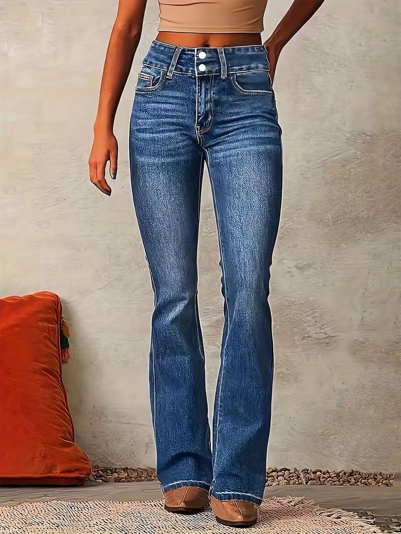 Jean évasé en denim extensible