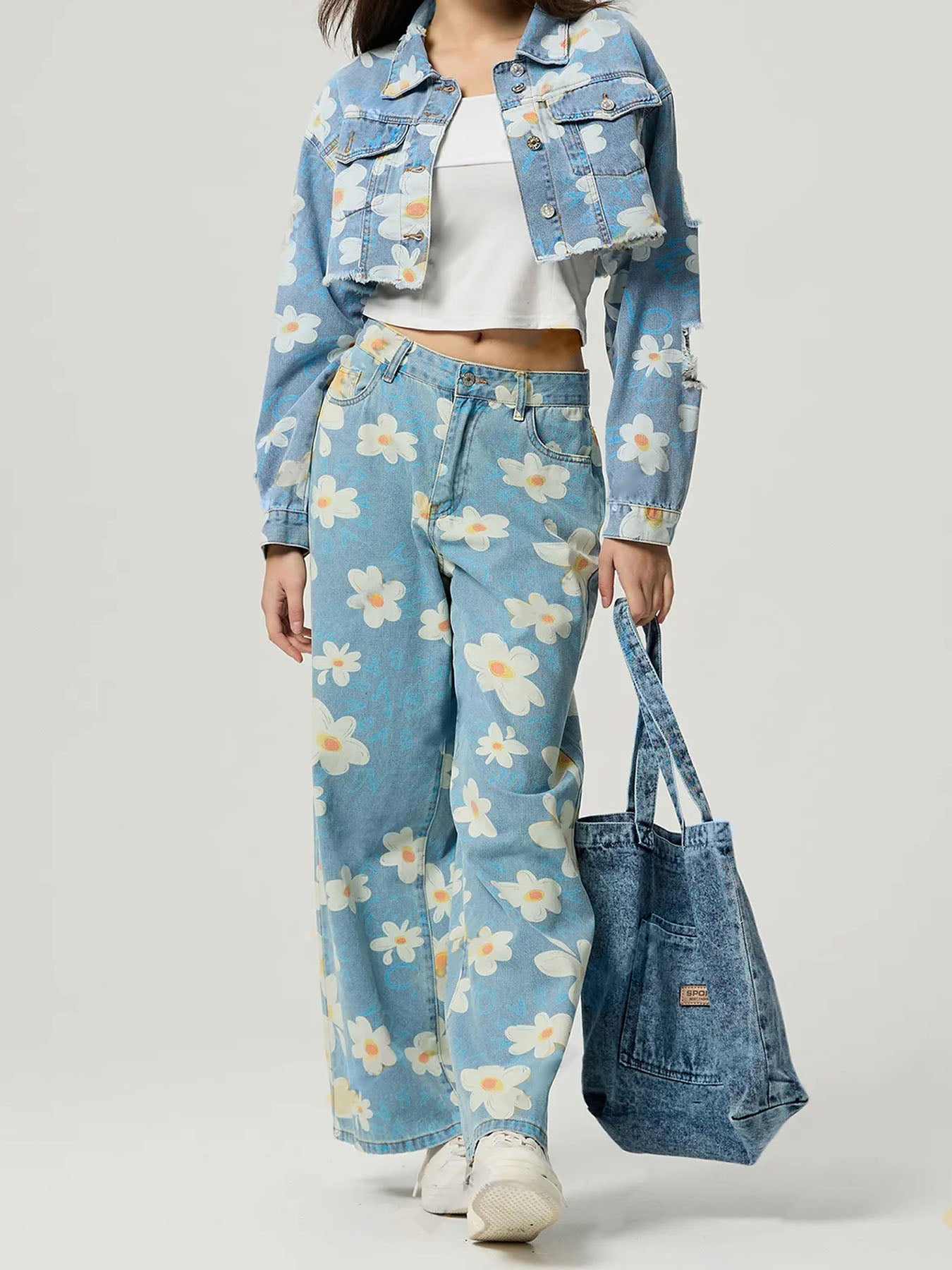 Vintage Floral Straight Jeans