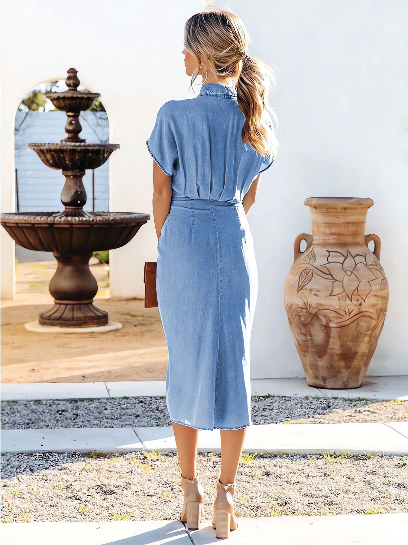 Robe en jean à lacets