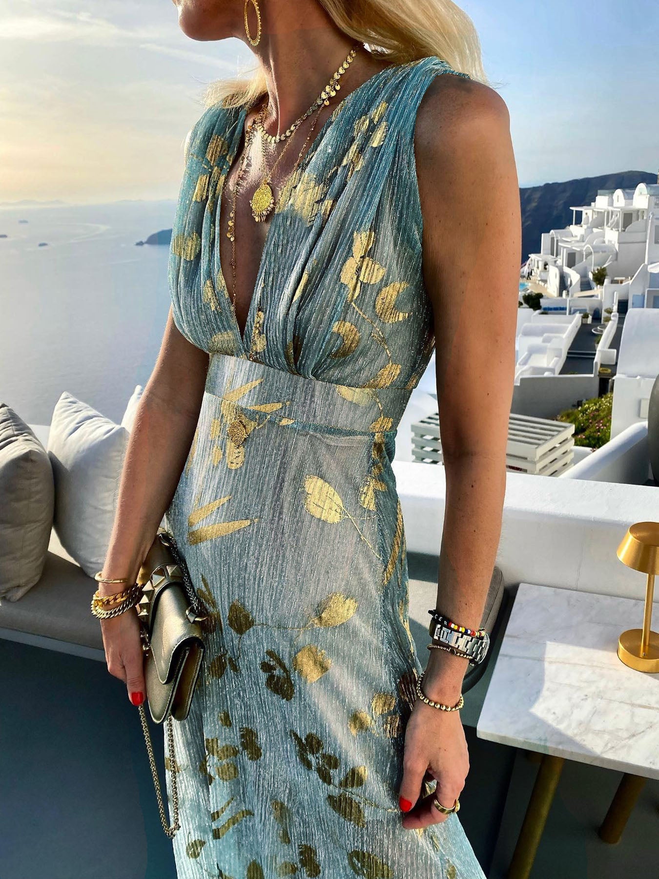 Sexy V-Neck Gold Dress