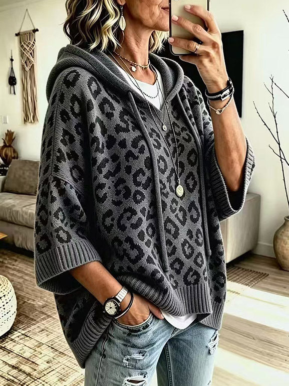 Modern Leopard Hooded Cardigan