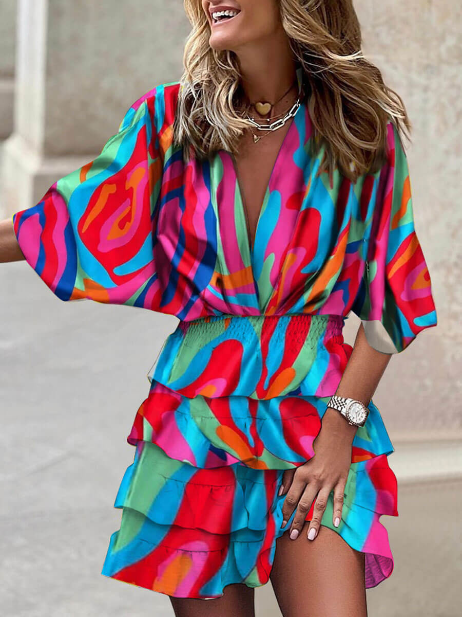 Irregular Bat Sleeve Dress