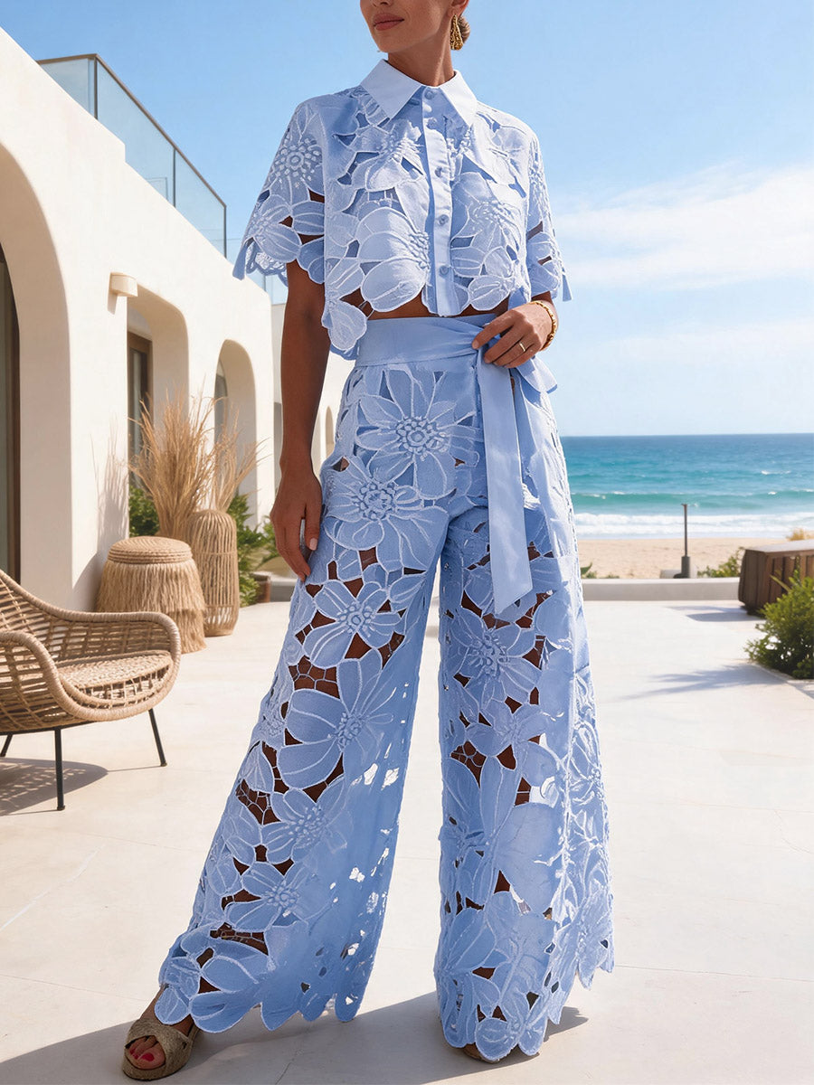 Floral Boxy Shirt & Pants Two-Piece Set