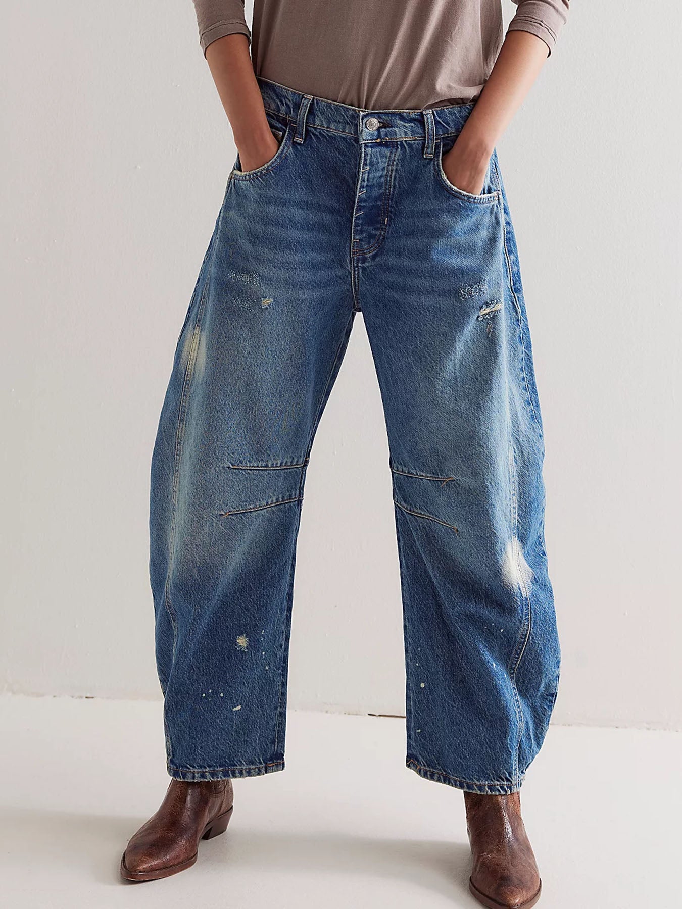 Mid Waist Barrel Jeans