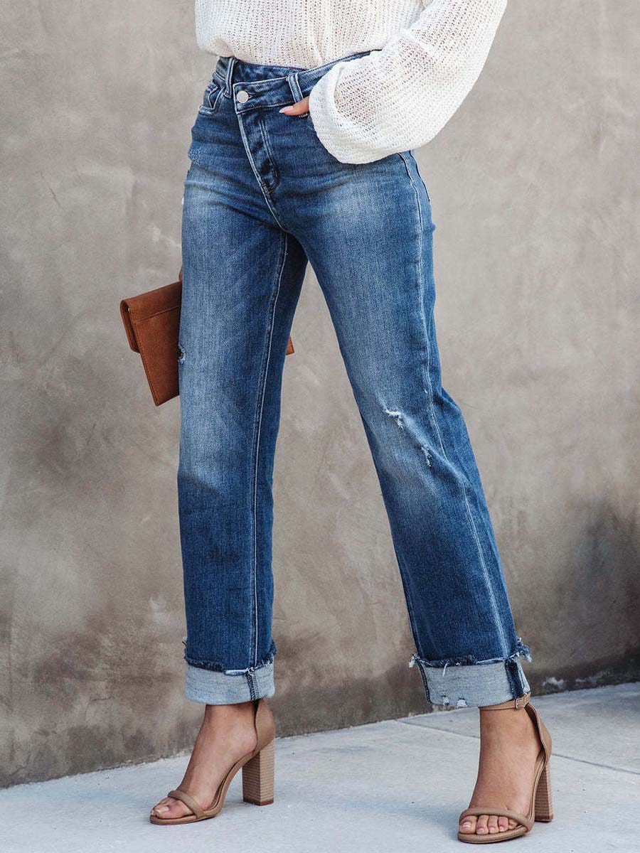 Vorioal Washed Straight Jeans
