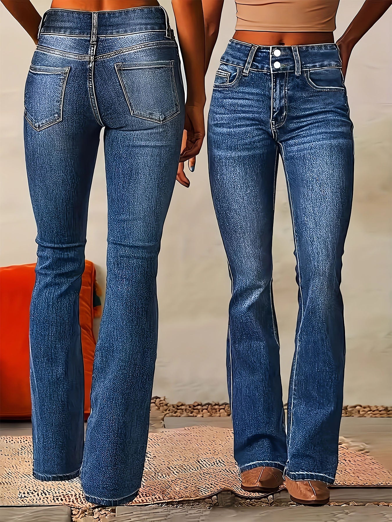 Jean évasé en denim extensible