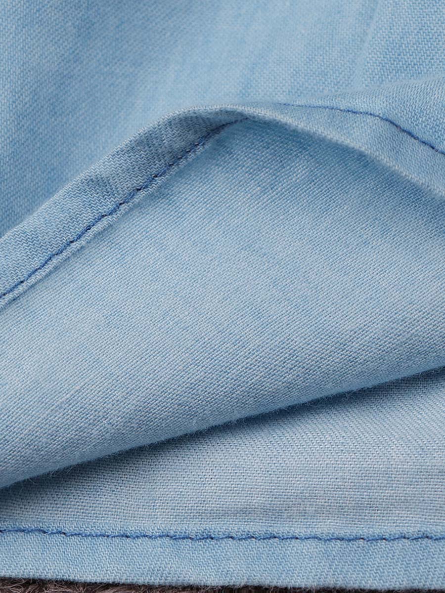 Button Ruffle Denim Dress