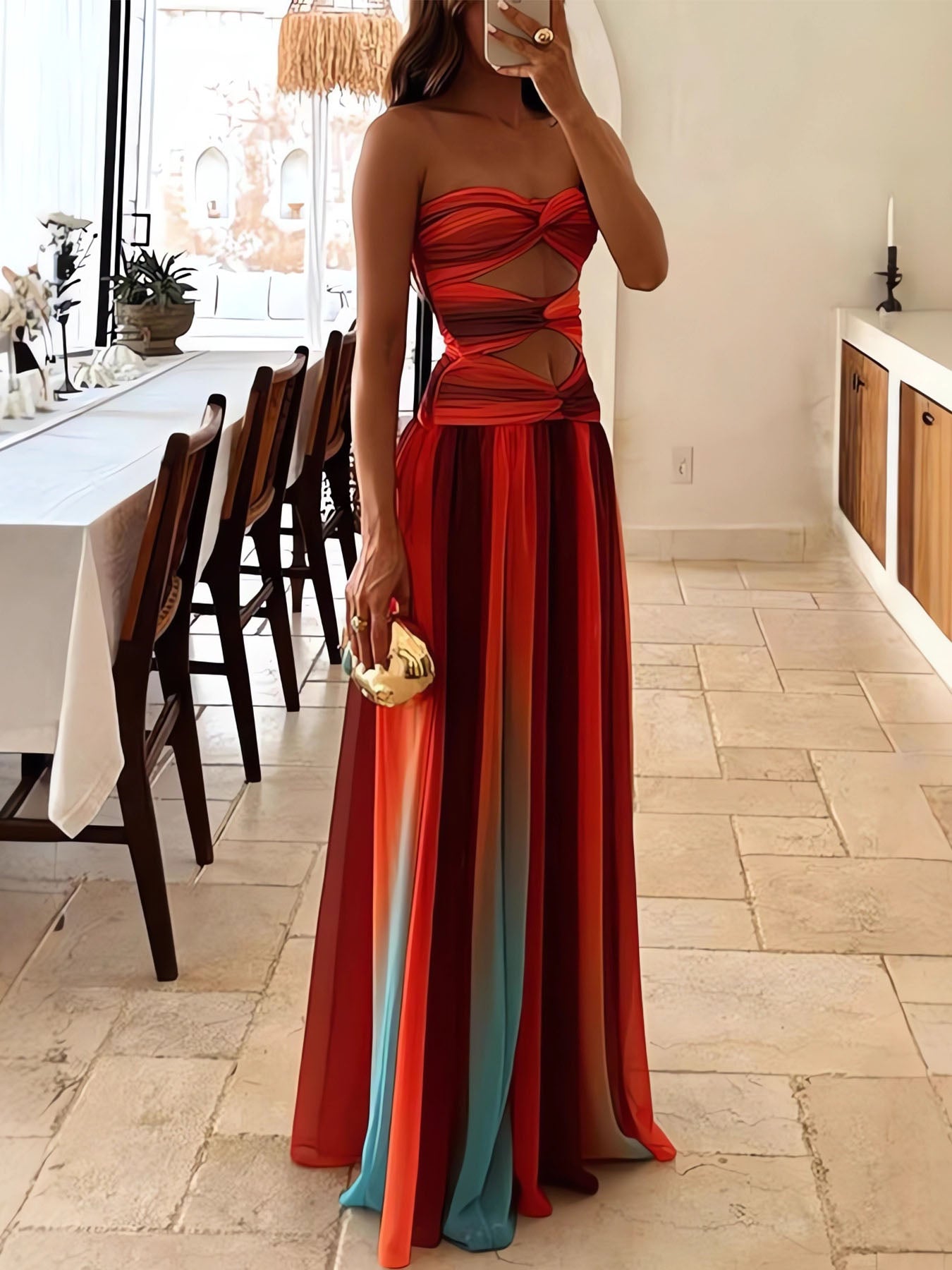 Sexy Chiffon Irregular Maxi Dress