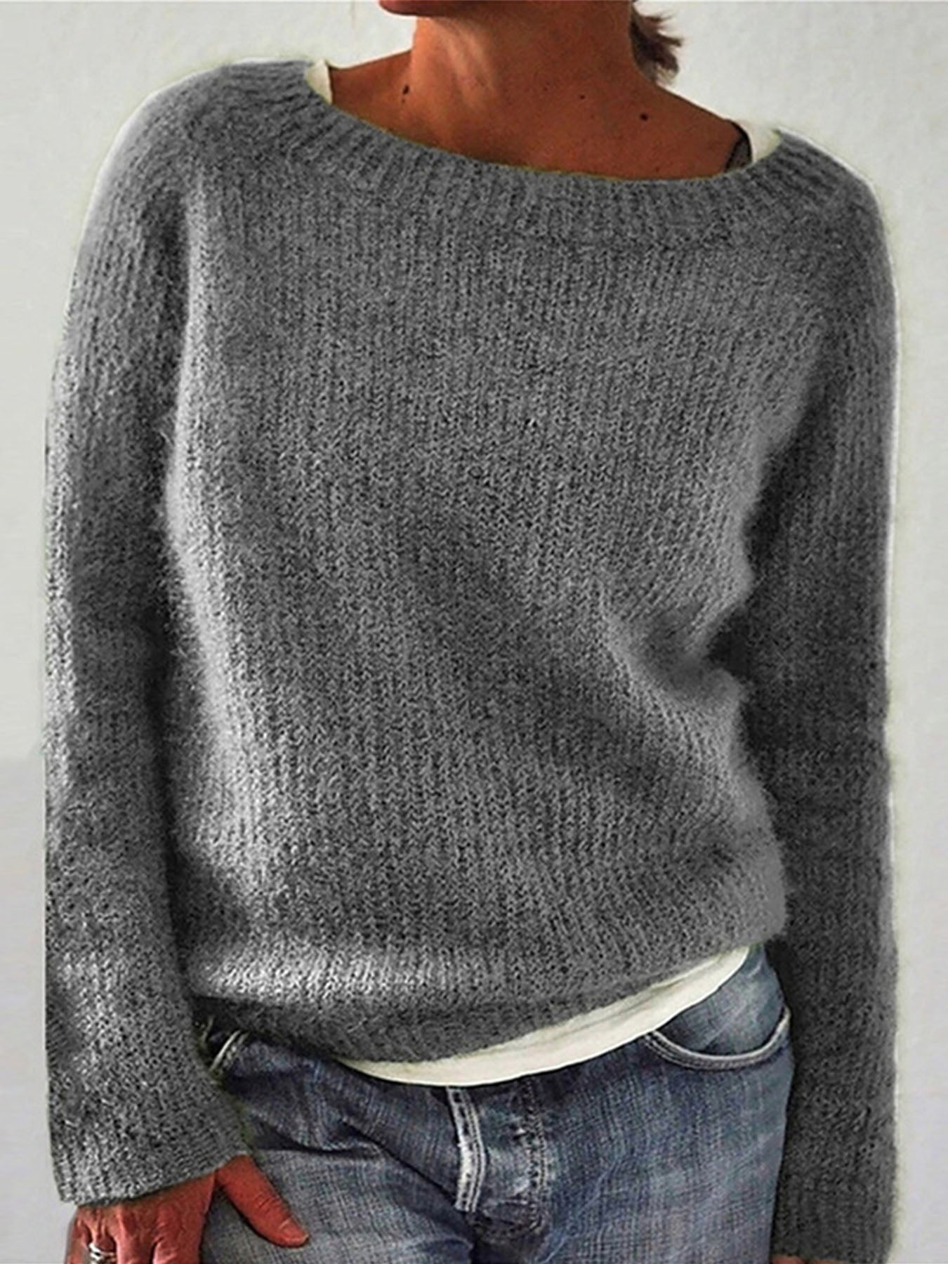 Warm Knit Solid Color Pullover