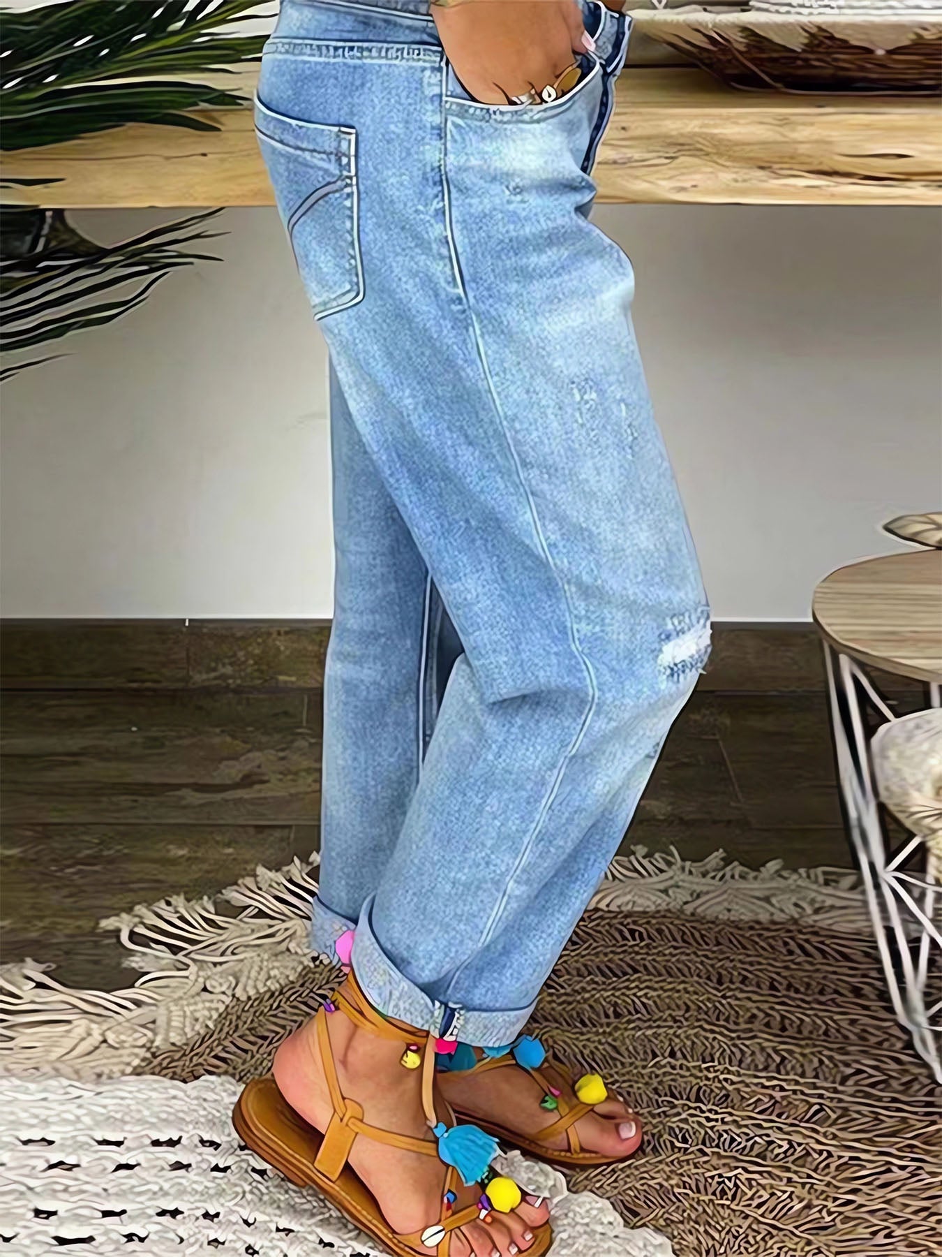 Jean déchiré style streetwear