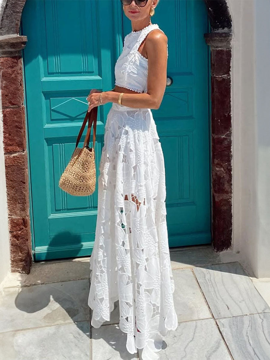 Boho Resort White Lace Sets