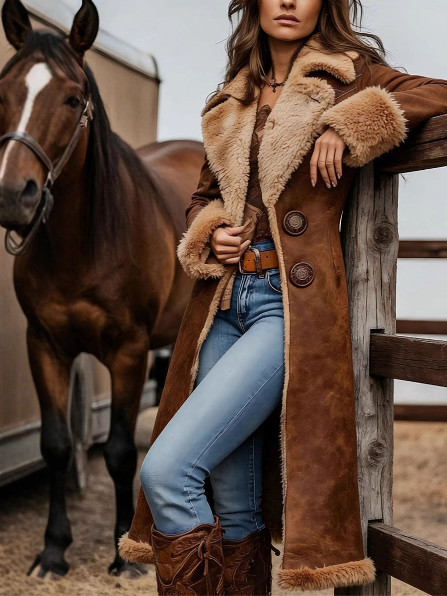 Cowgirl Inspired Shearling Suede Coat