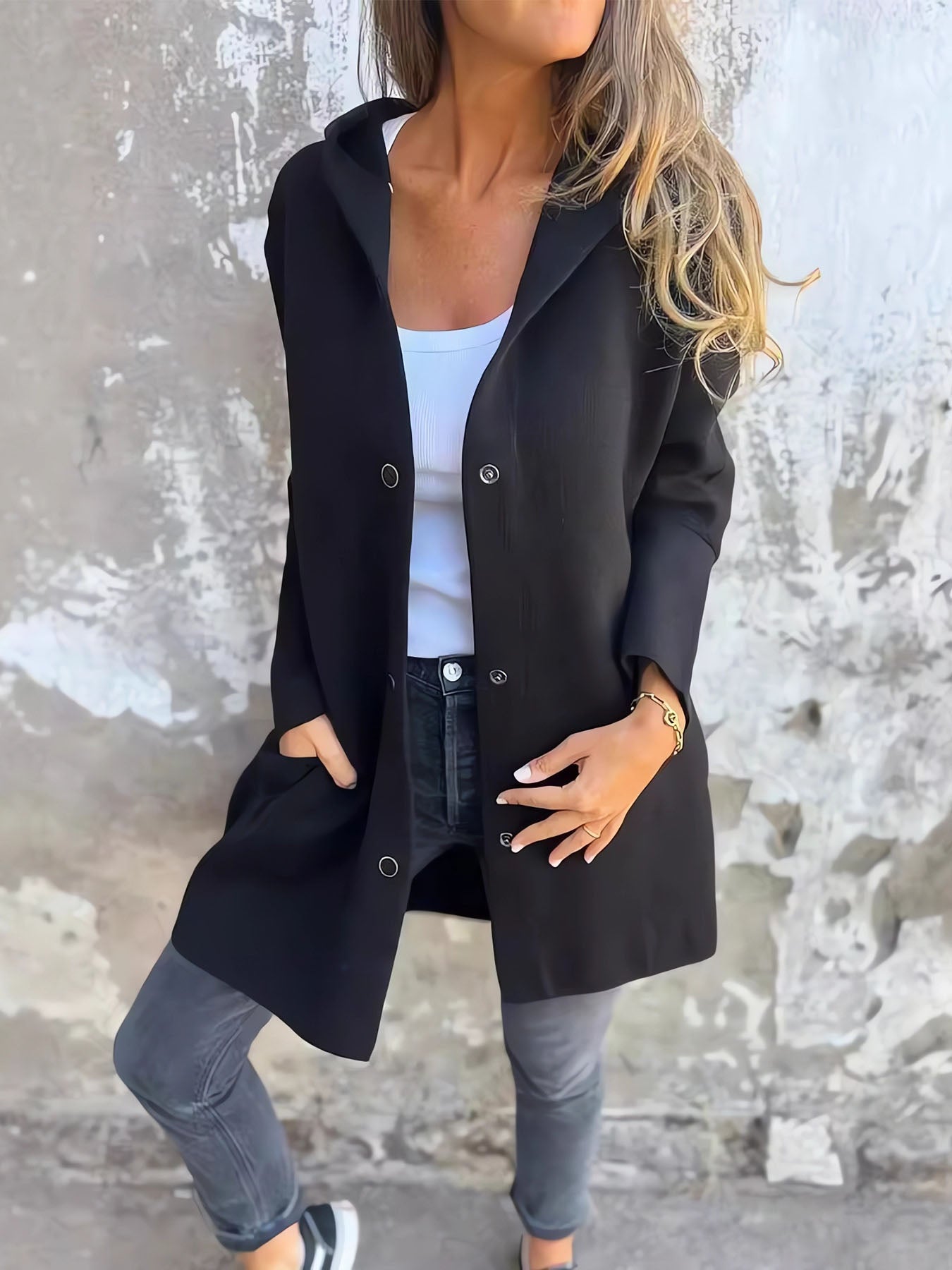 Solid Color Single Breasted Coat