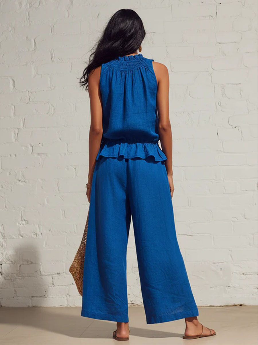 Airy Smocked Top & Pants Set