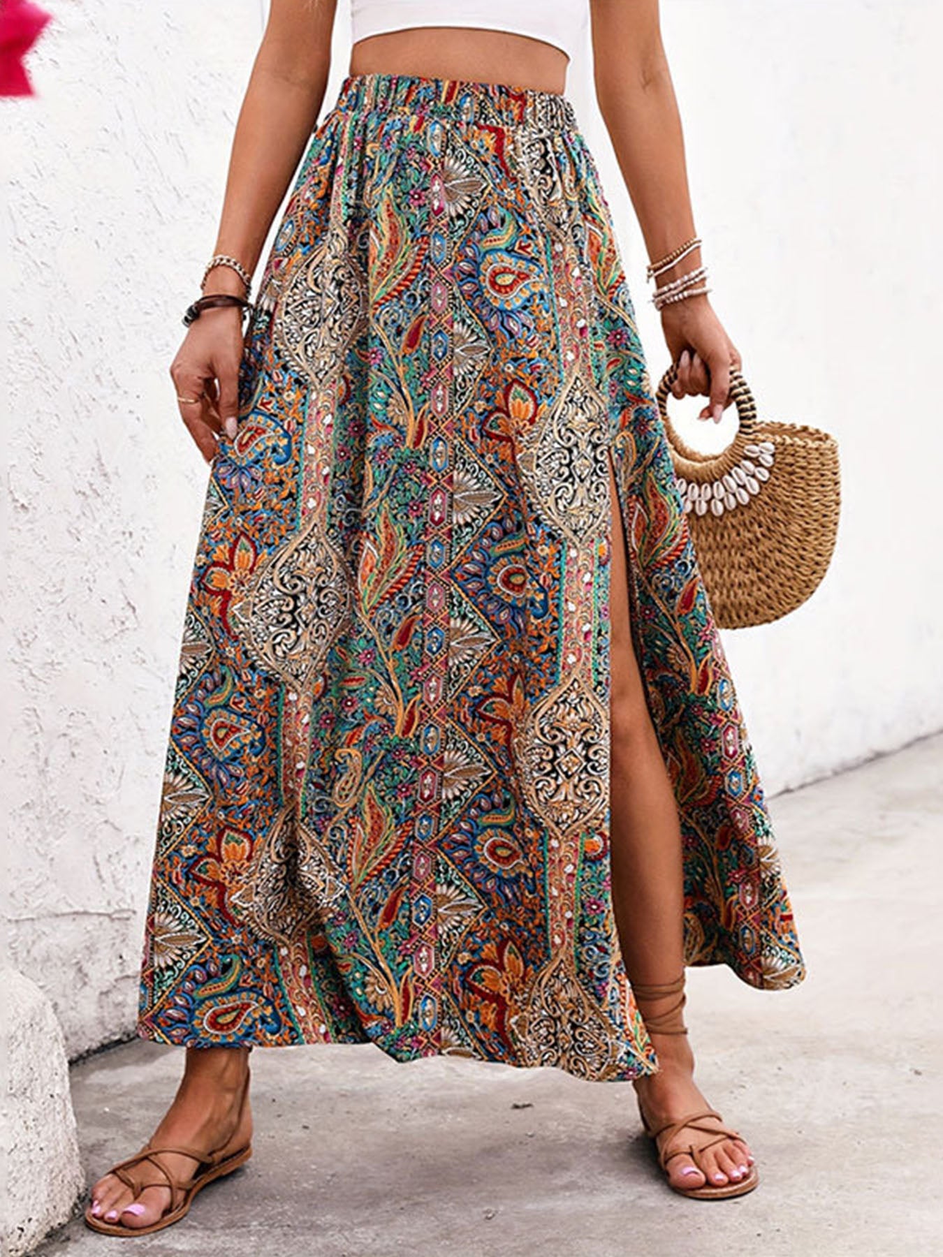 Ethnic Print Skirt