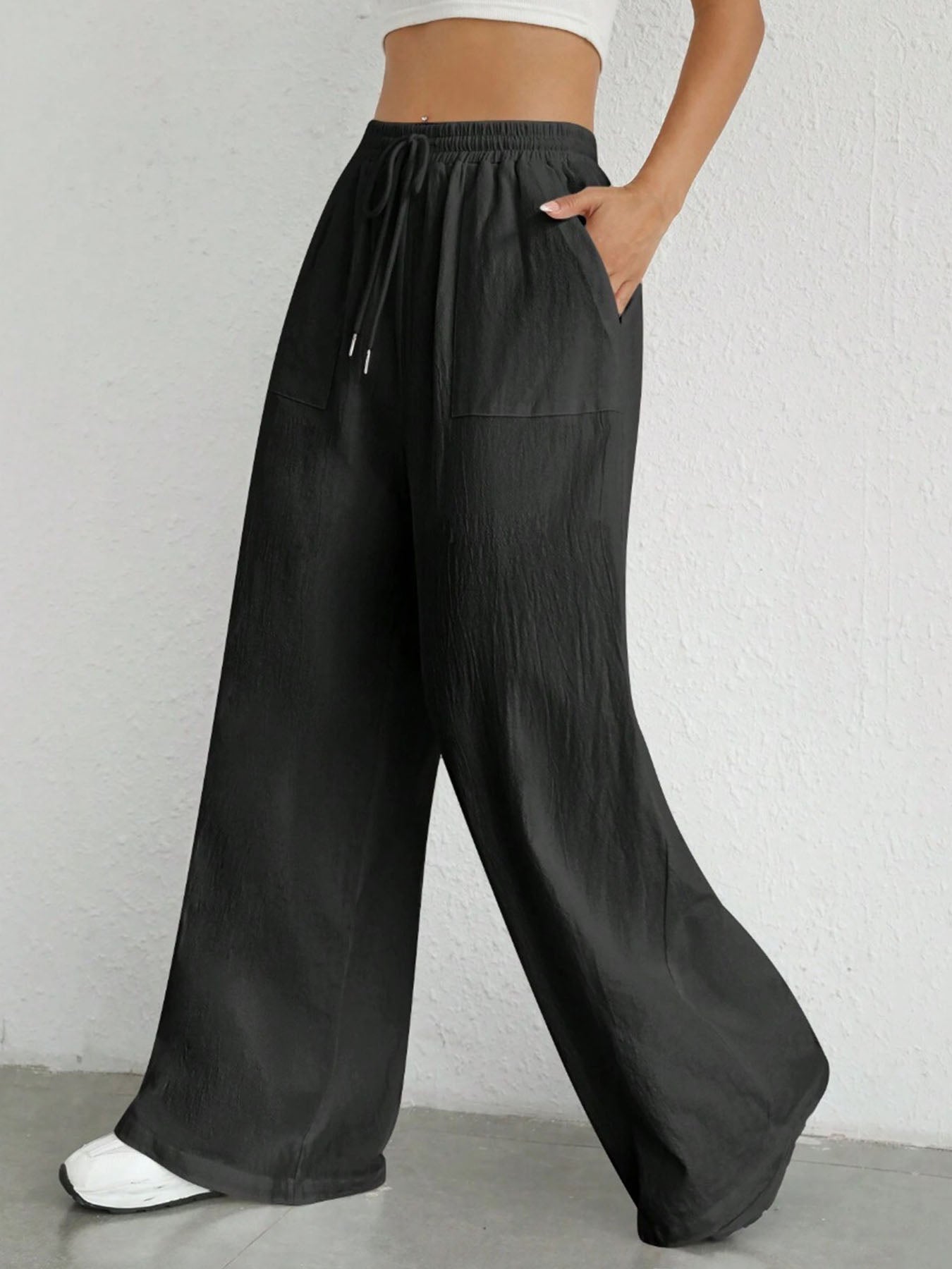 Drawstring Pocket Casual Pants