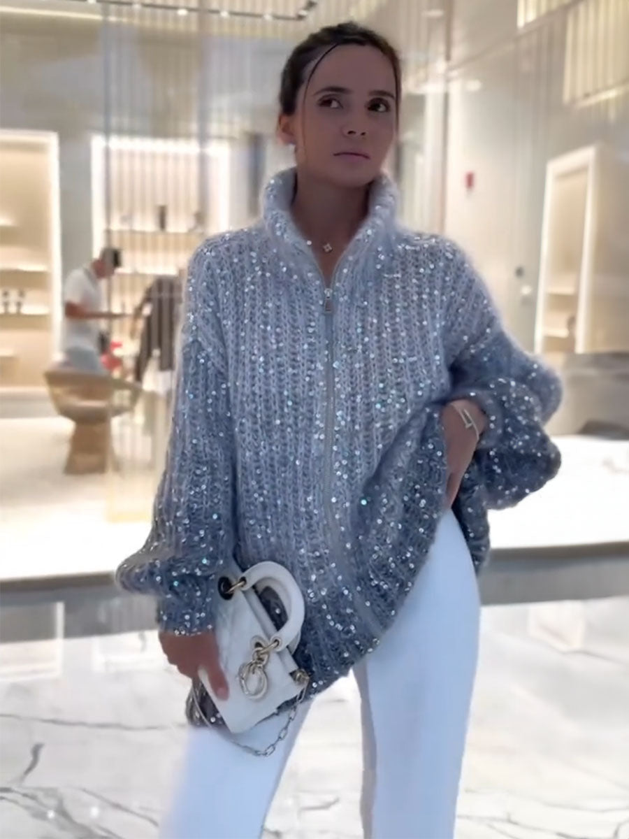 Gleam Luxe Relaxed Zip Cardigan