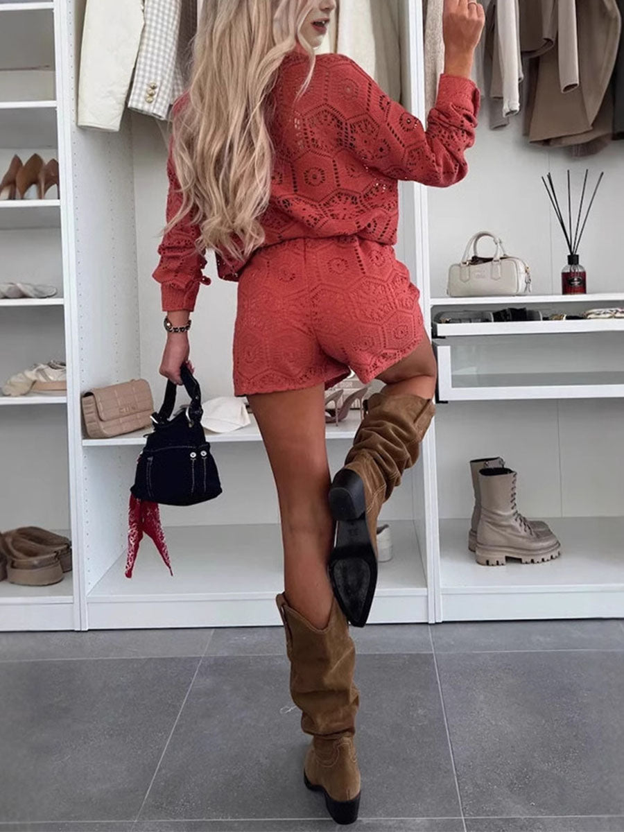 Ivory Charm Crochet Hollow Two Sets