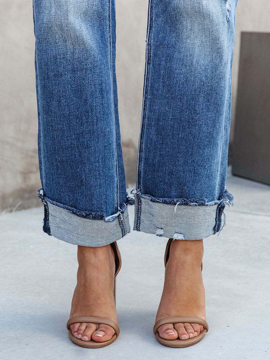 Vorioal Washed Straight Jeans