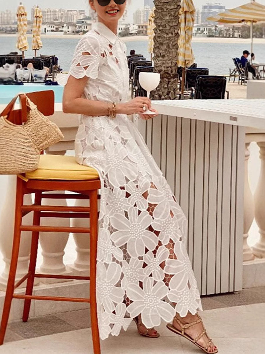 Lace Floral Cardigan Dress