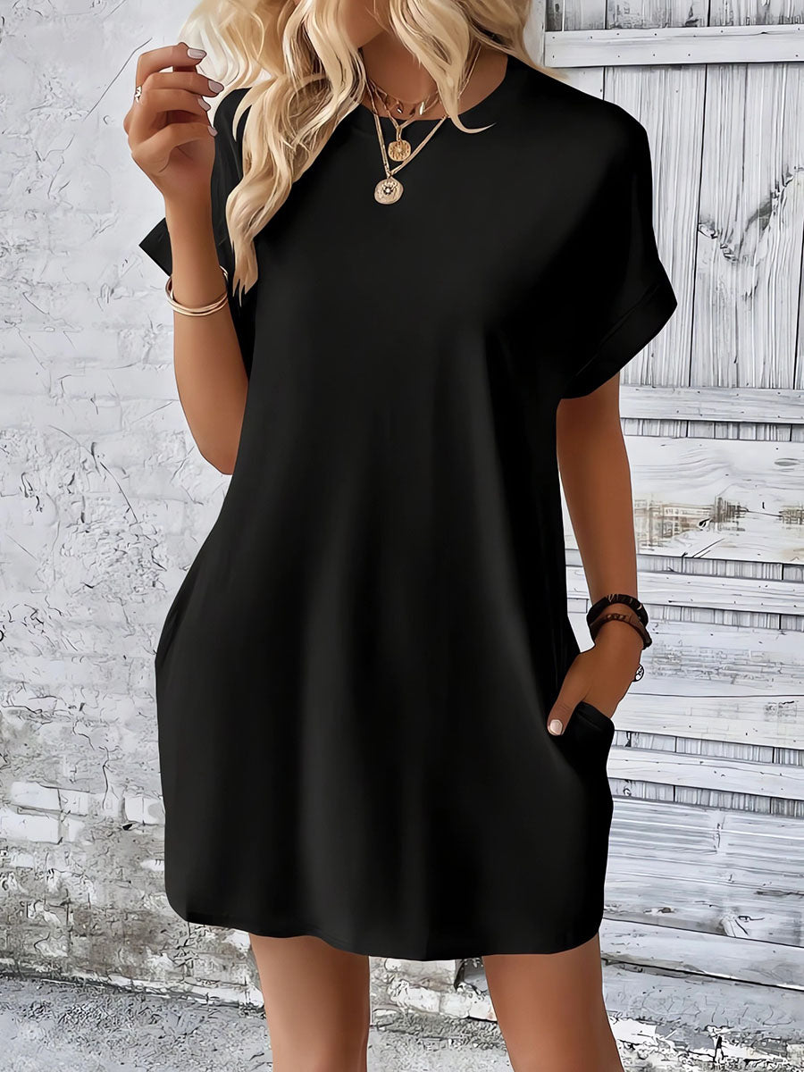 Round Neck Pocket Dress