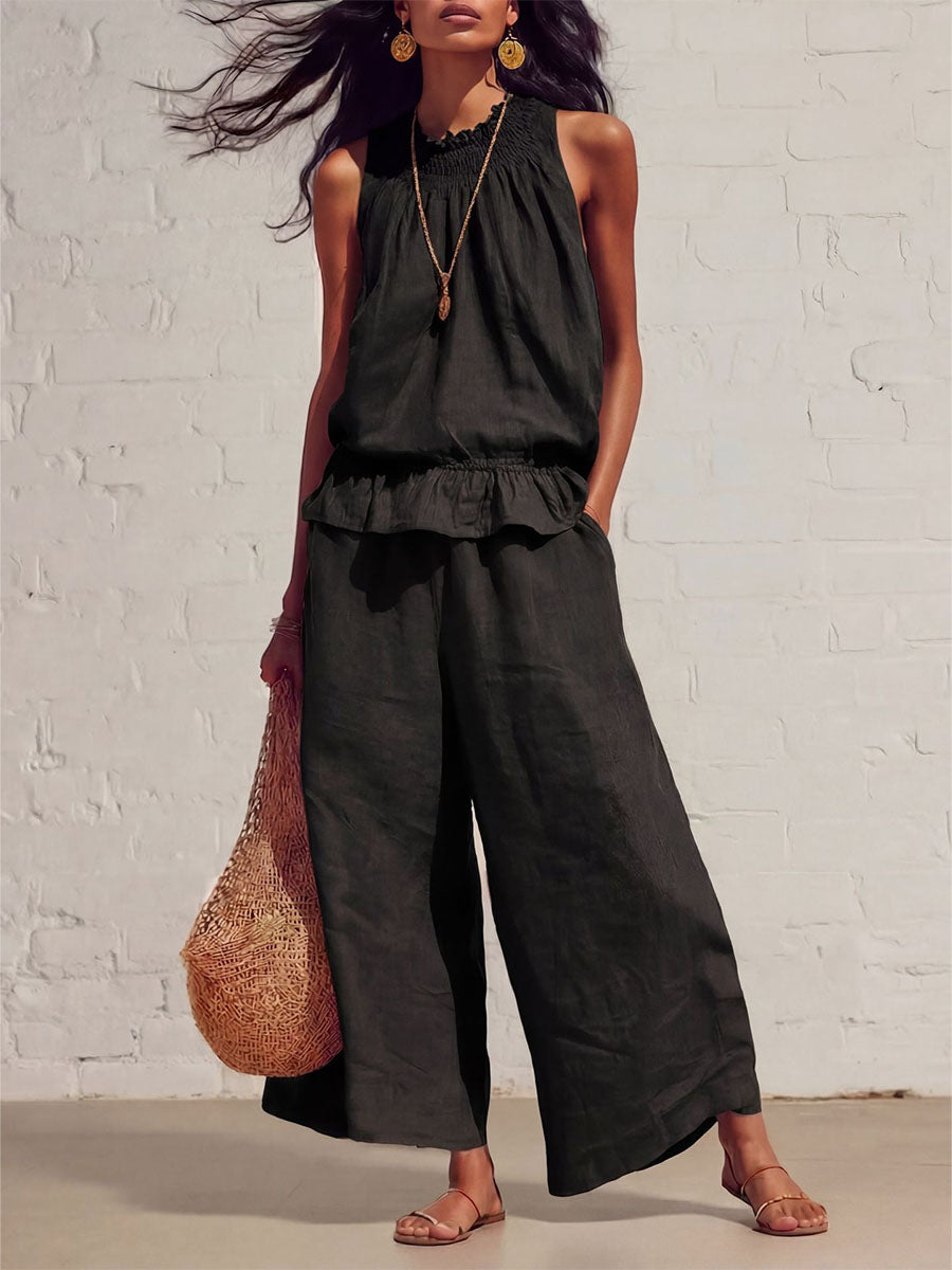 Airy Smocked Top & Pants Set