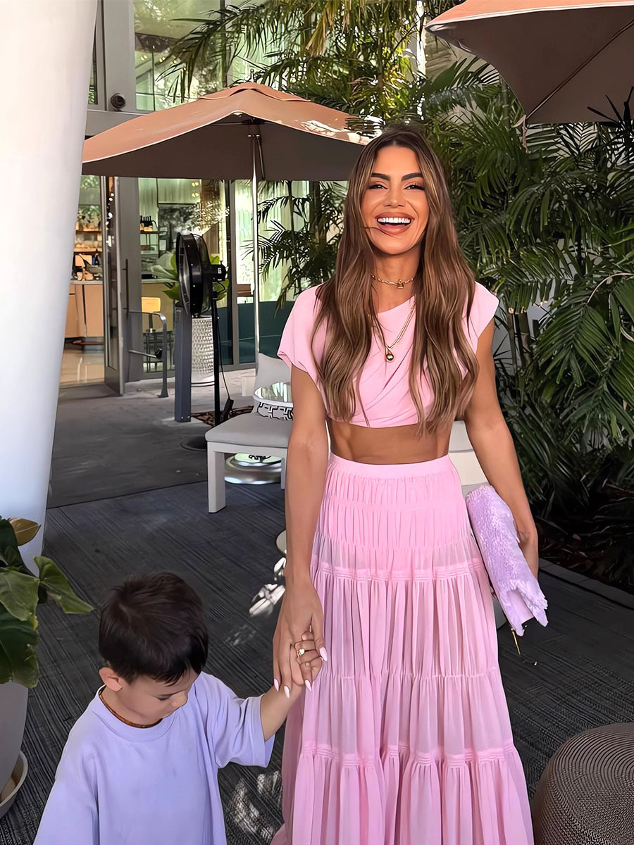 Dreamy Pink Grace Pleated Two Sets