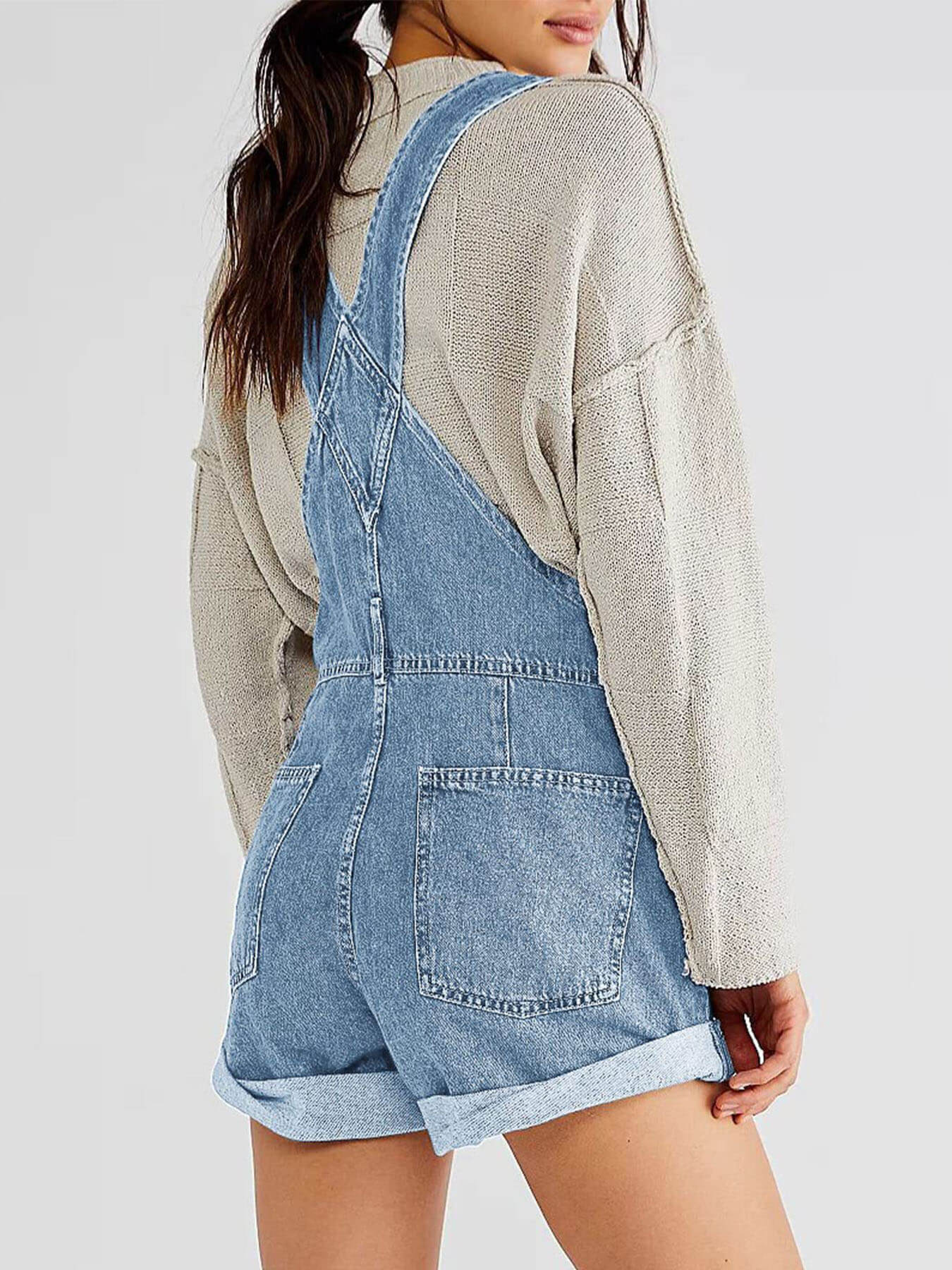 Loose Multi-Pocket Denim Jumpsuits