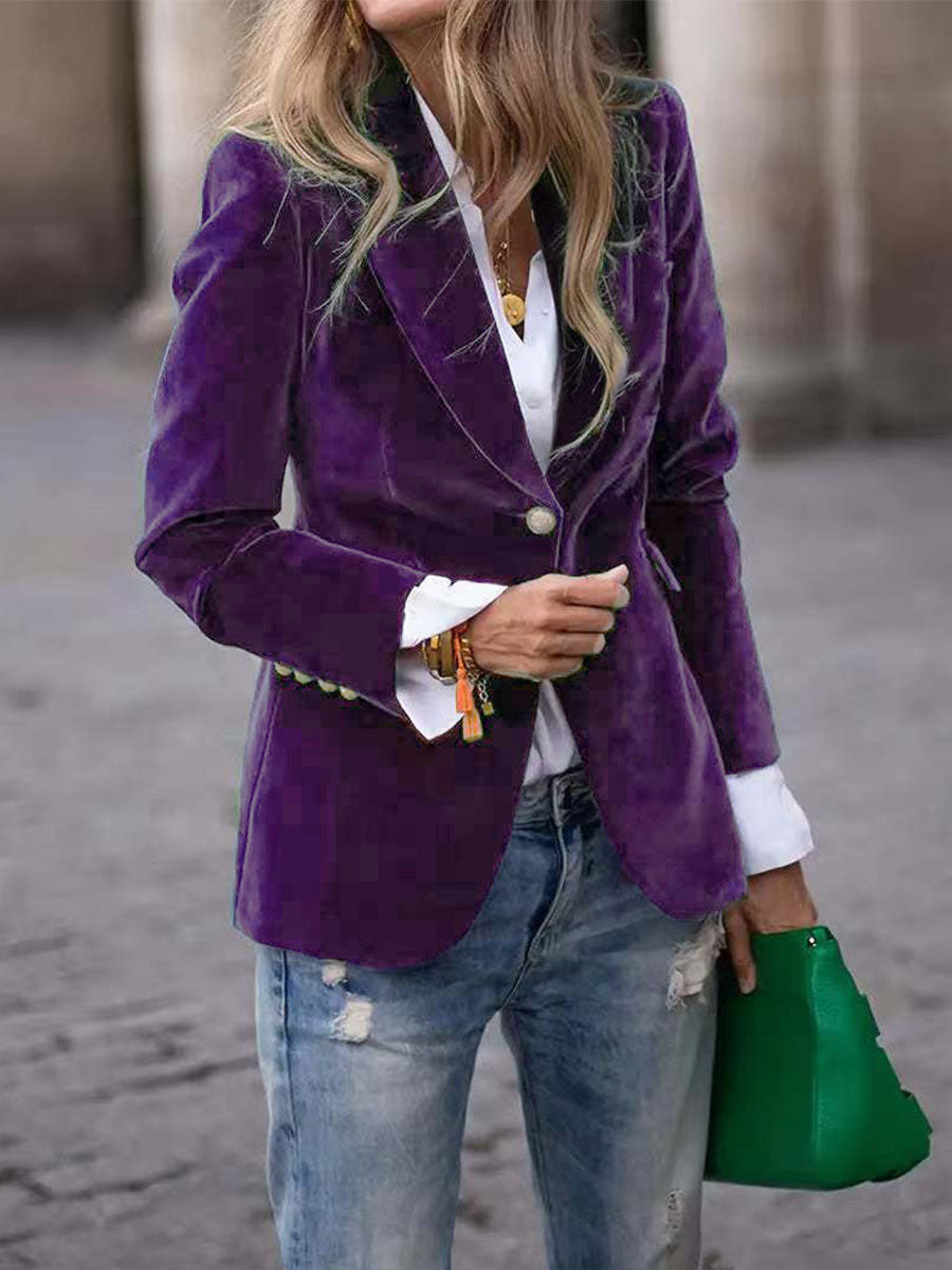 Velvet Single Breasted Blazer