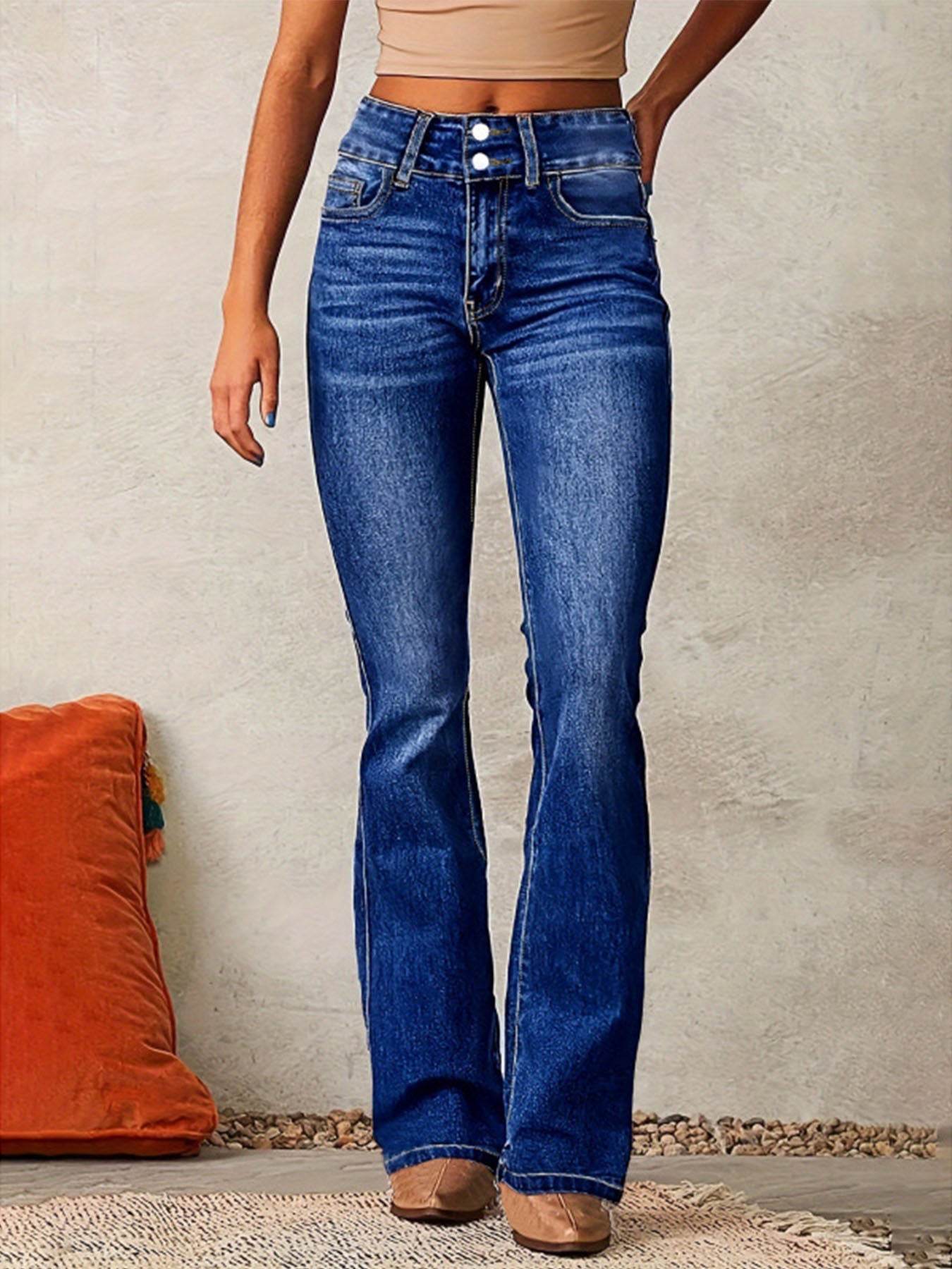 Jean évasé en denim extensible