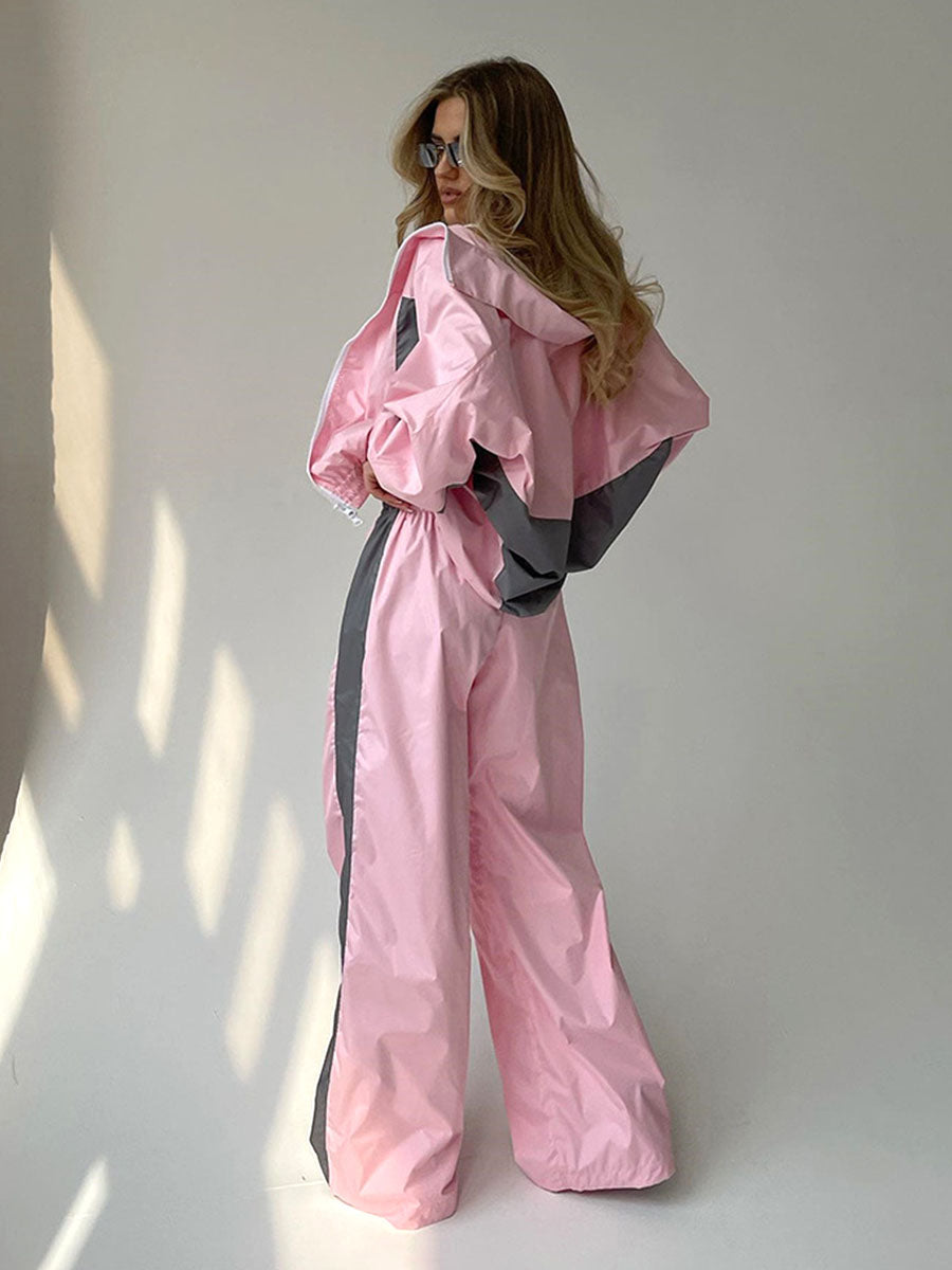 Two Tone Windbreaker Tracksuit Set