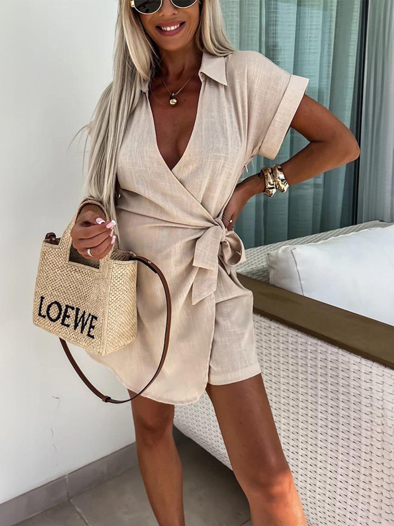 Belt Lapel Romper