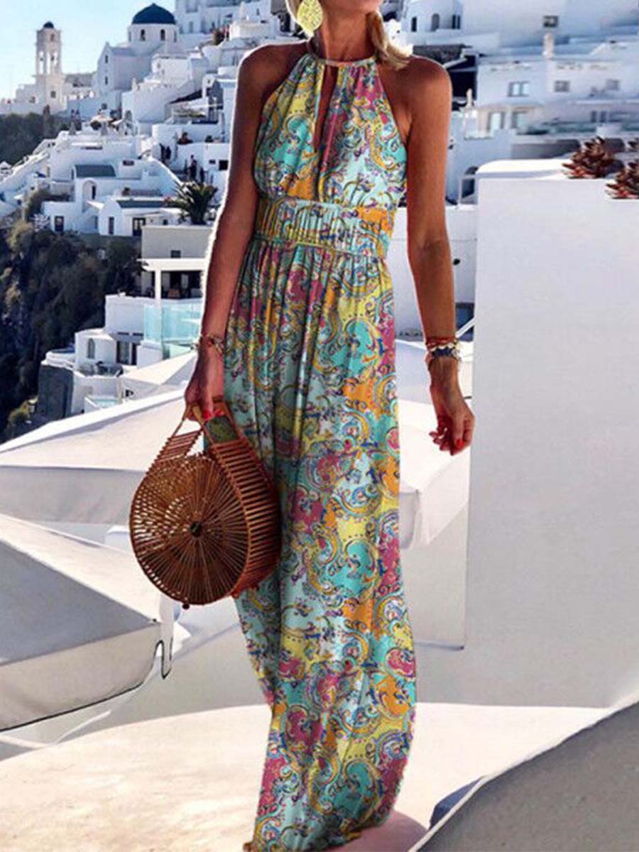 Vorioal Sexy Printed Maxi Dress