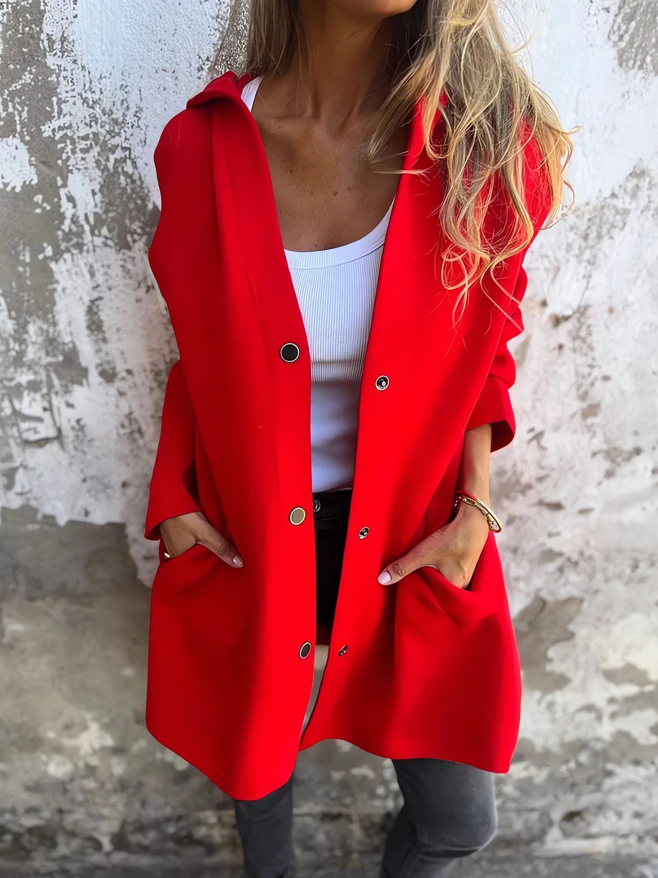 Solid Color Single Breasted Coat