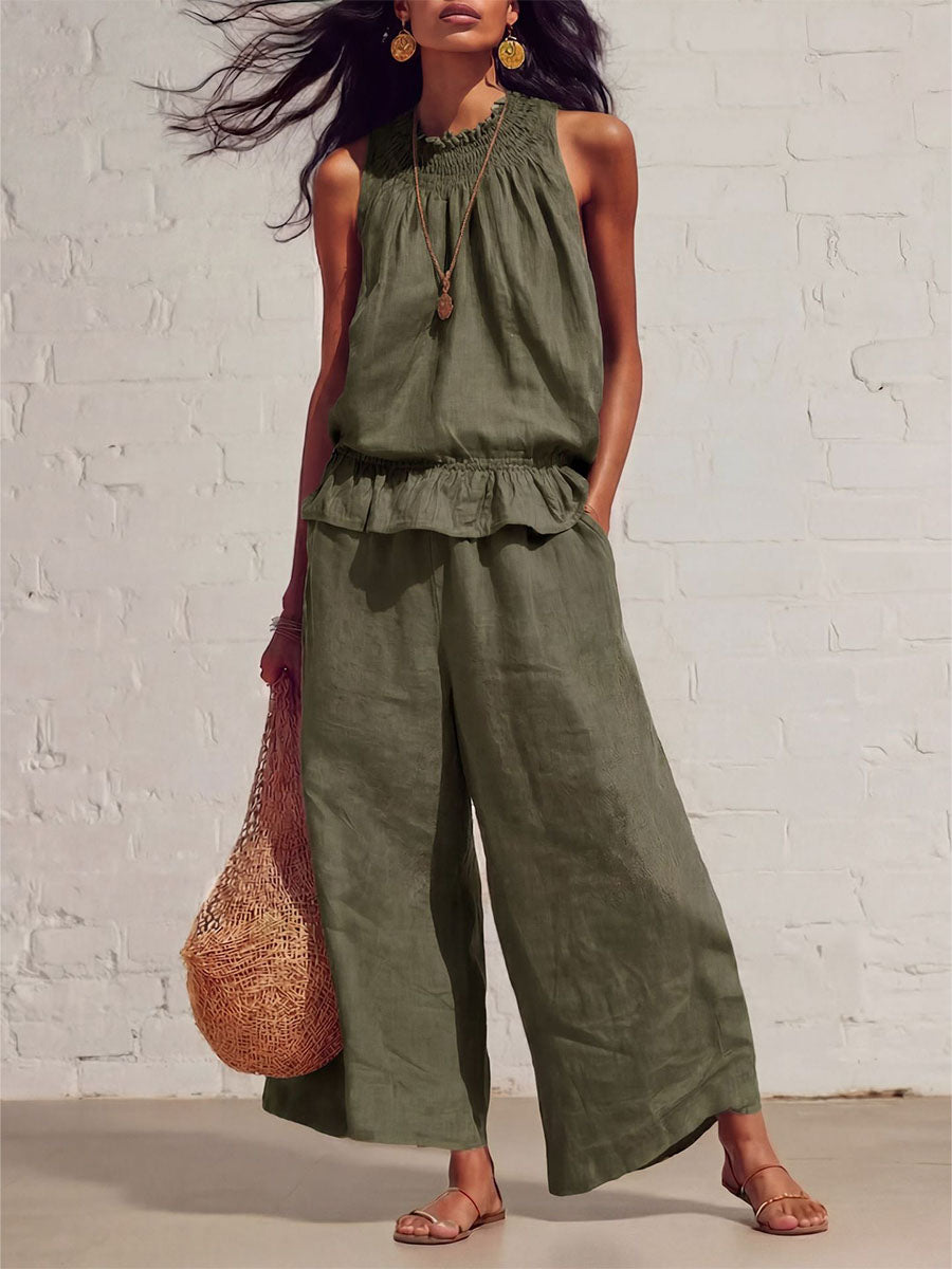 Airy Smocked Top & Pants Set