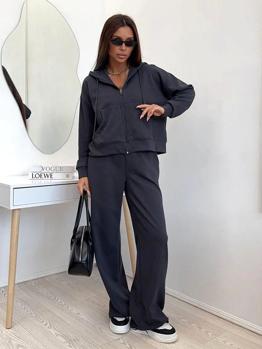 Soft Cotton Zip Hoodie Tracksuit Set