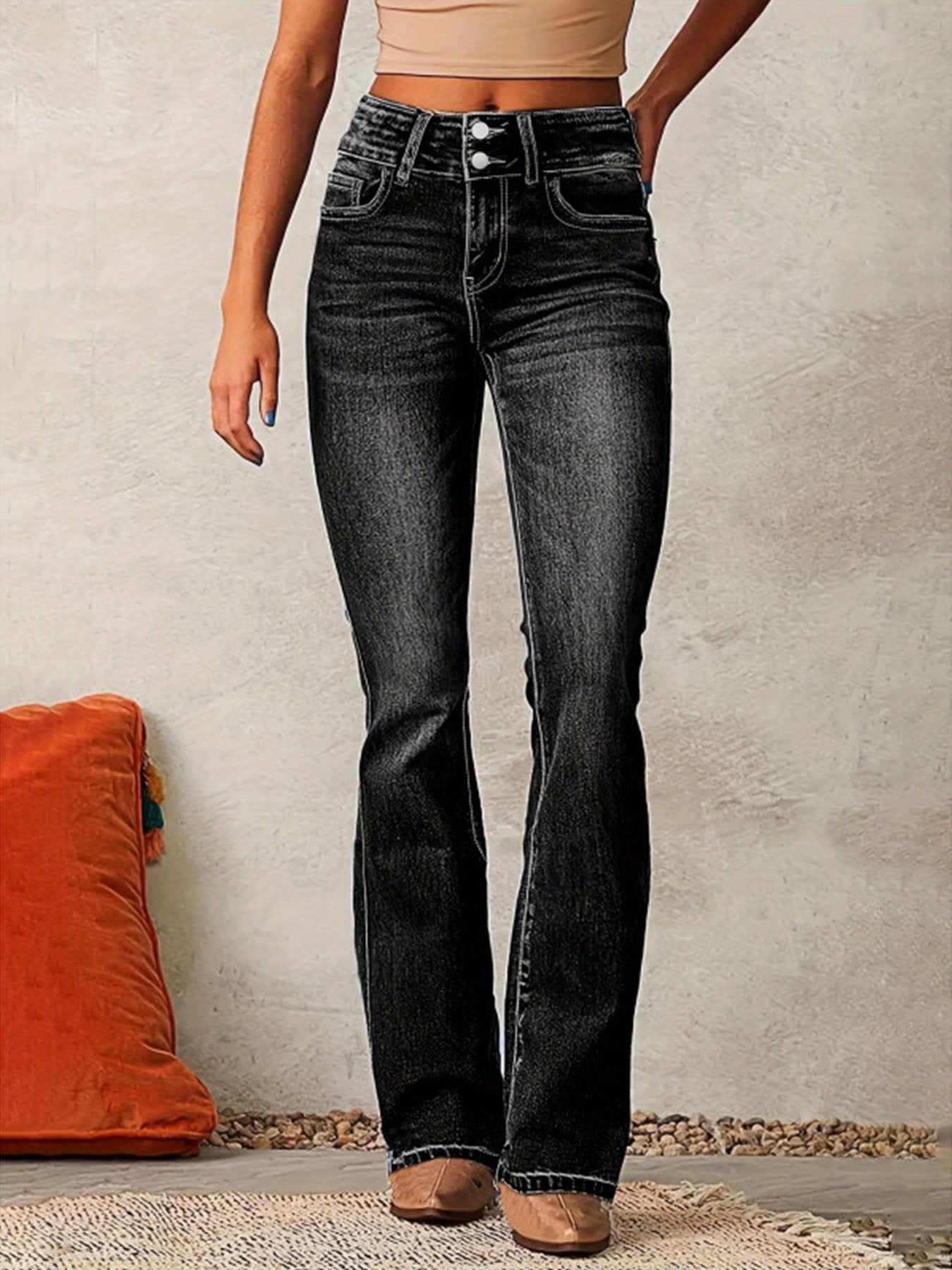 Jean évasé en denim extensible