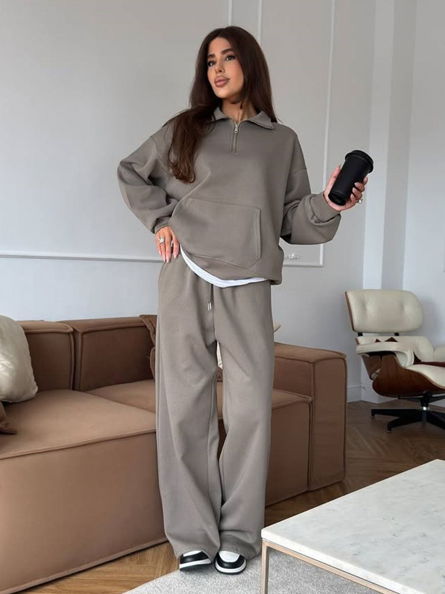 Refined Zip Collar Lounge Set