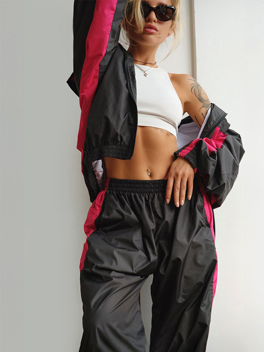 Two Tone Windbreaker Tracksuit Set