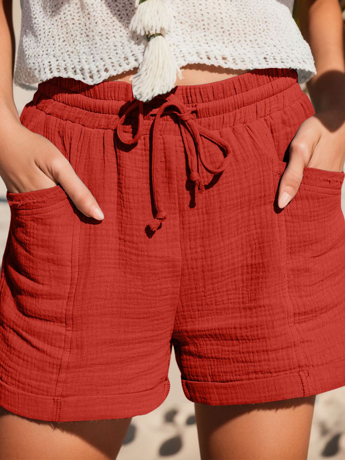 Short en coton avec cravate