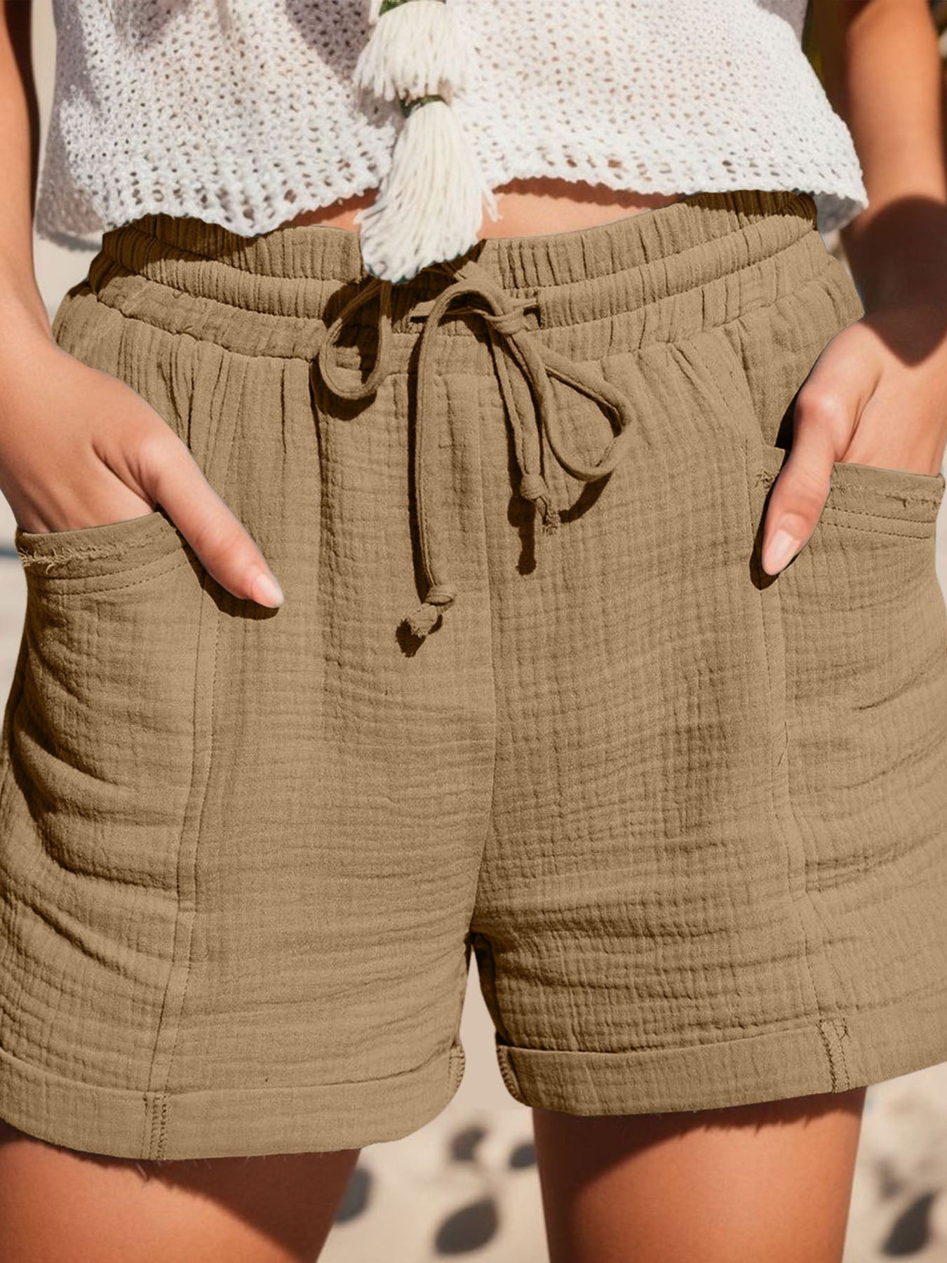 Short en coton avec cravate