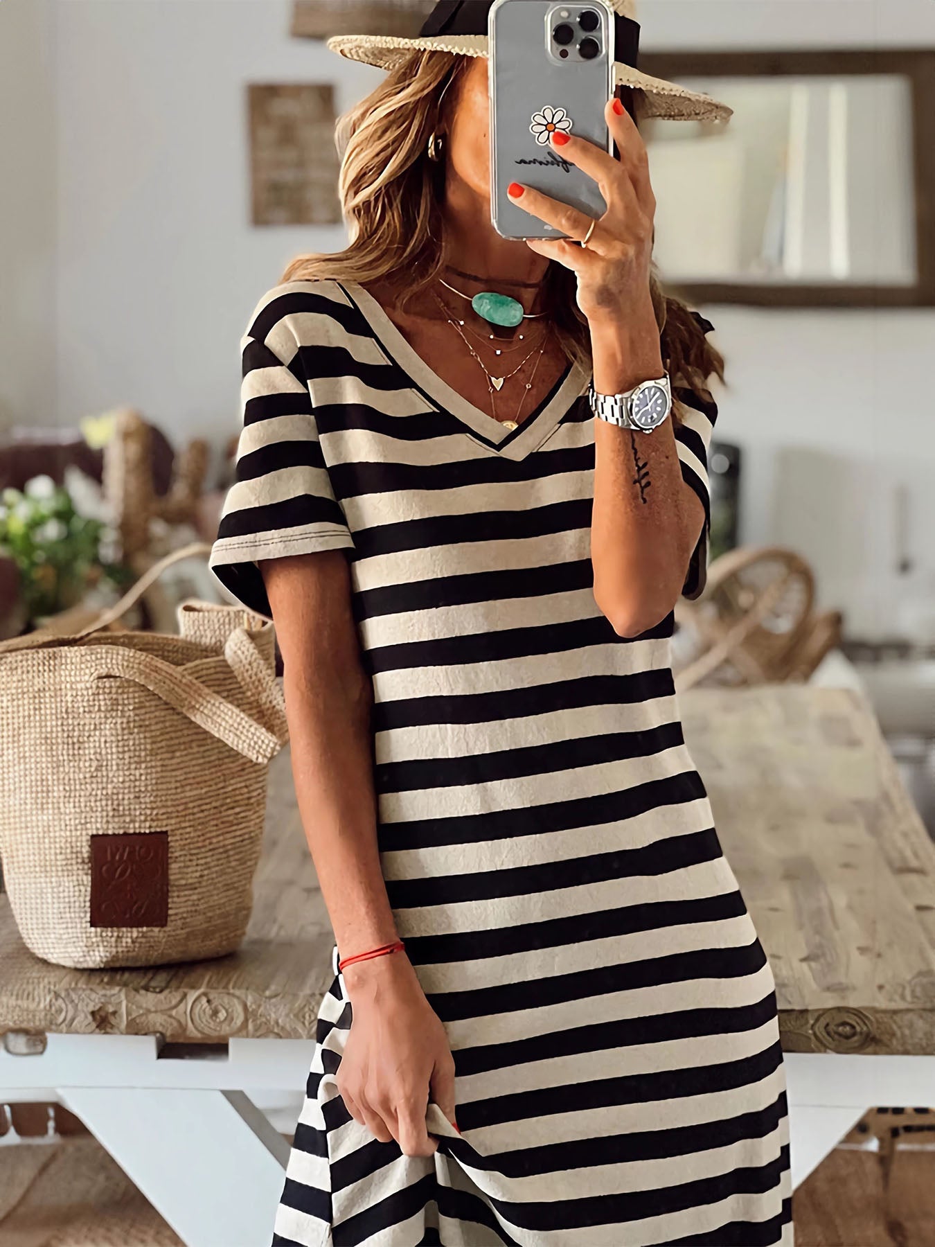 Striped Slit Dress