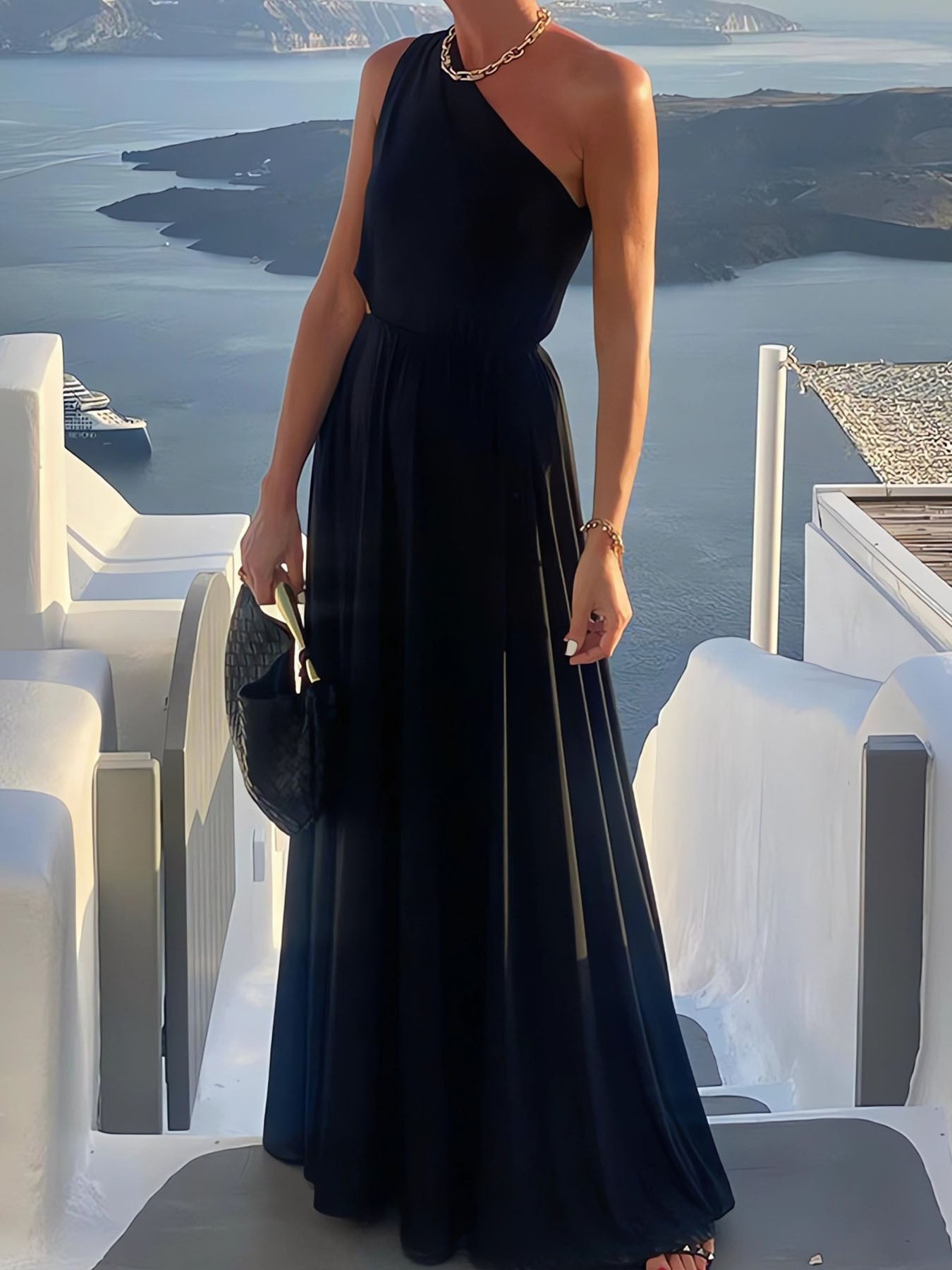 Solid Color Casual Dress