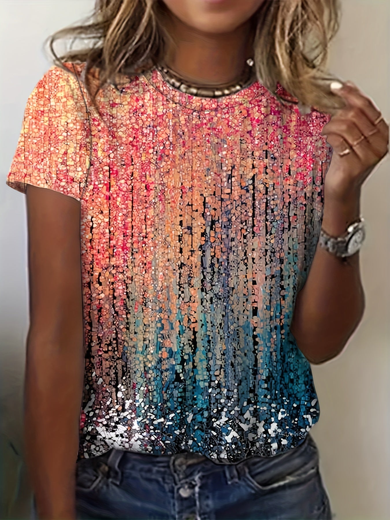 Full Print Color Block T-shirt